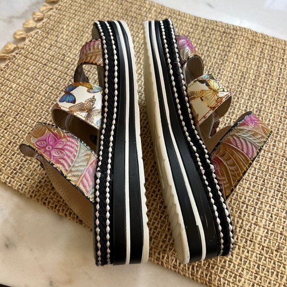 LArtiste Spring Step Naomi Monarch Butterfly Floral Platform Sandals Size 37 - Picture 7 of 9